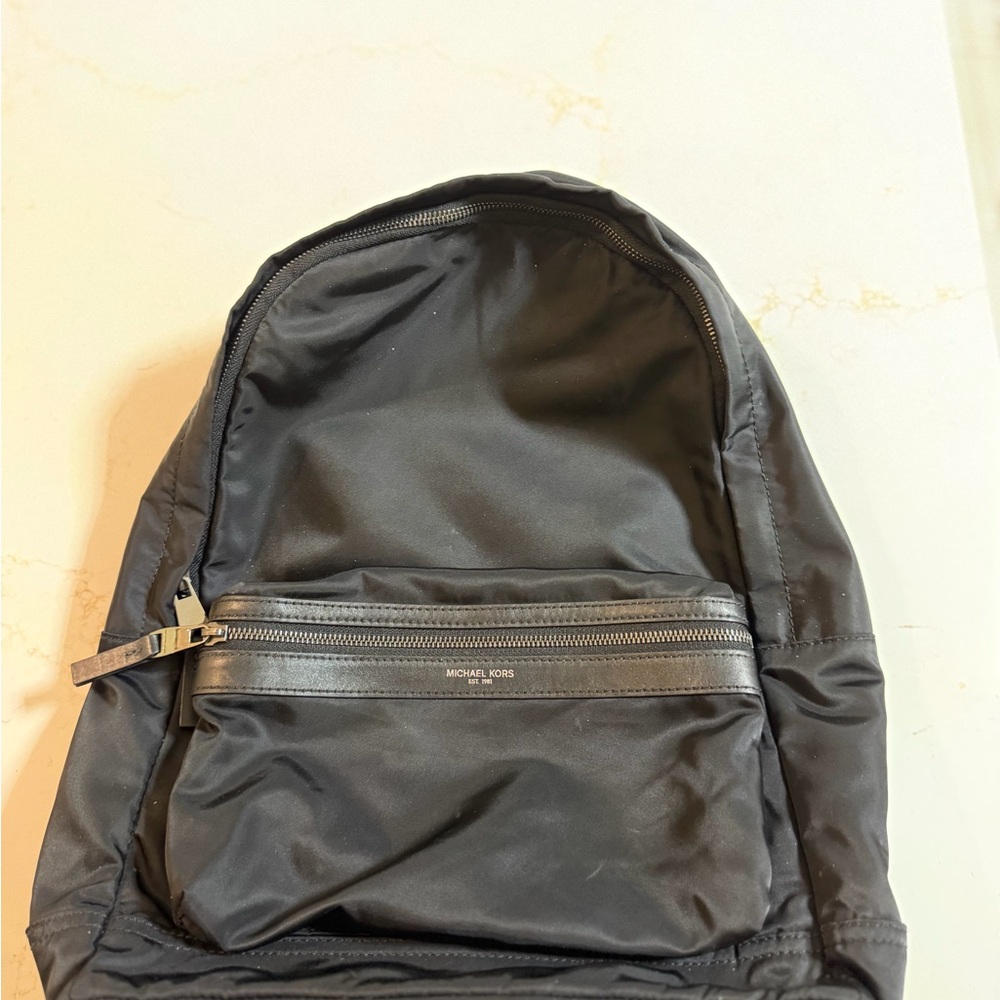 Michael Kors Black Nylon Zip Front Backpack